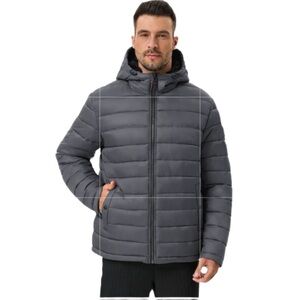 NWT Hawke & Co Men's Sherpa Lined Hooded Puffer Jacket In Carbon Size XL